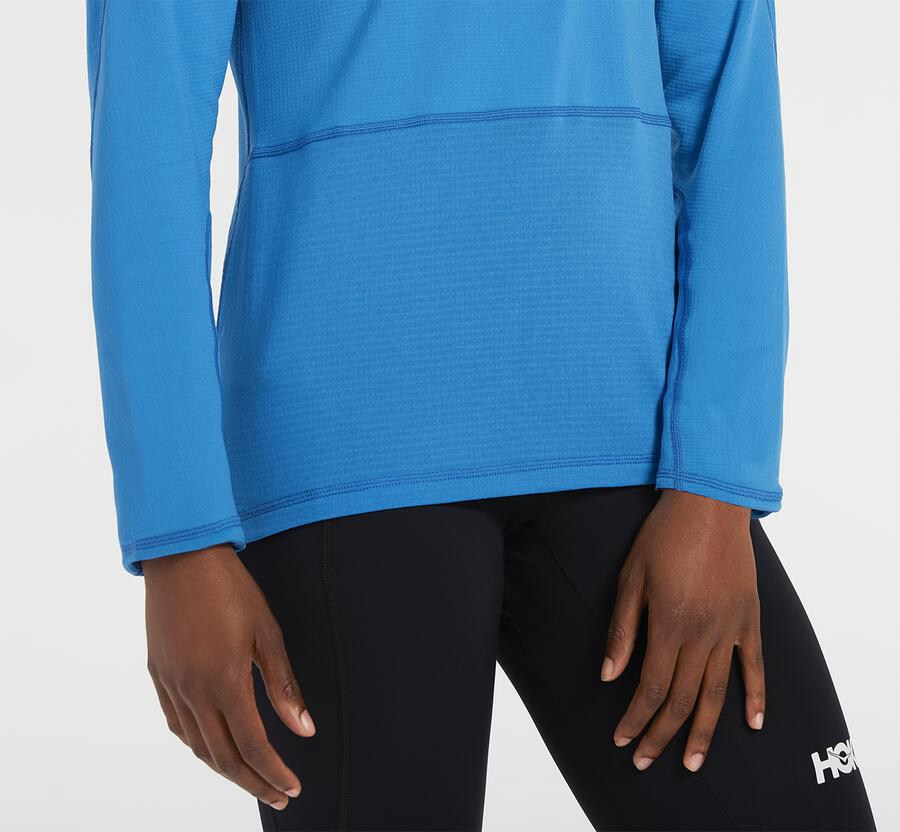 Hoka One One 1/2 Dragkedja Midlayer Top Dam - Blå - KVGOE-9617